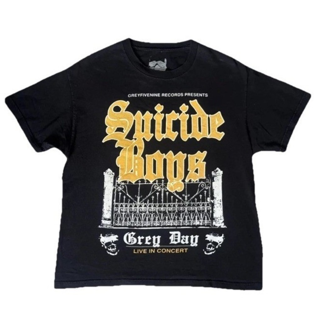 G59 Suicideboys Cemetery Gate Tee Grey Day Records Black Men's L Underground Rap